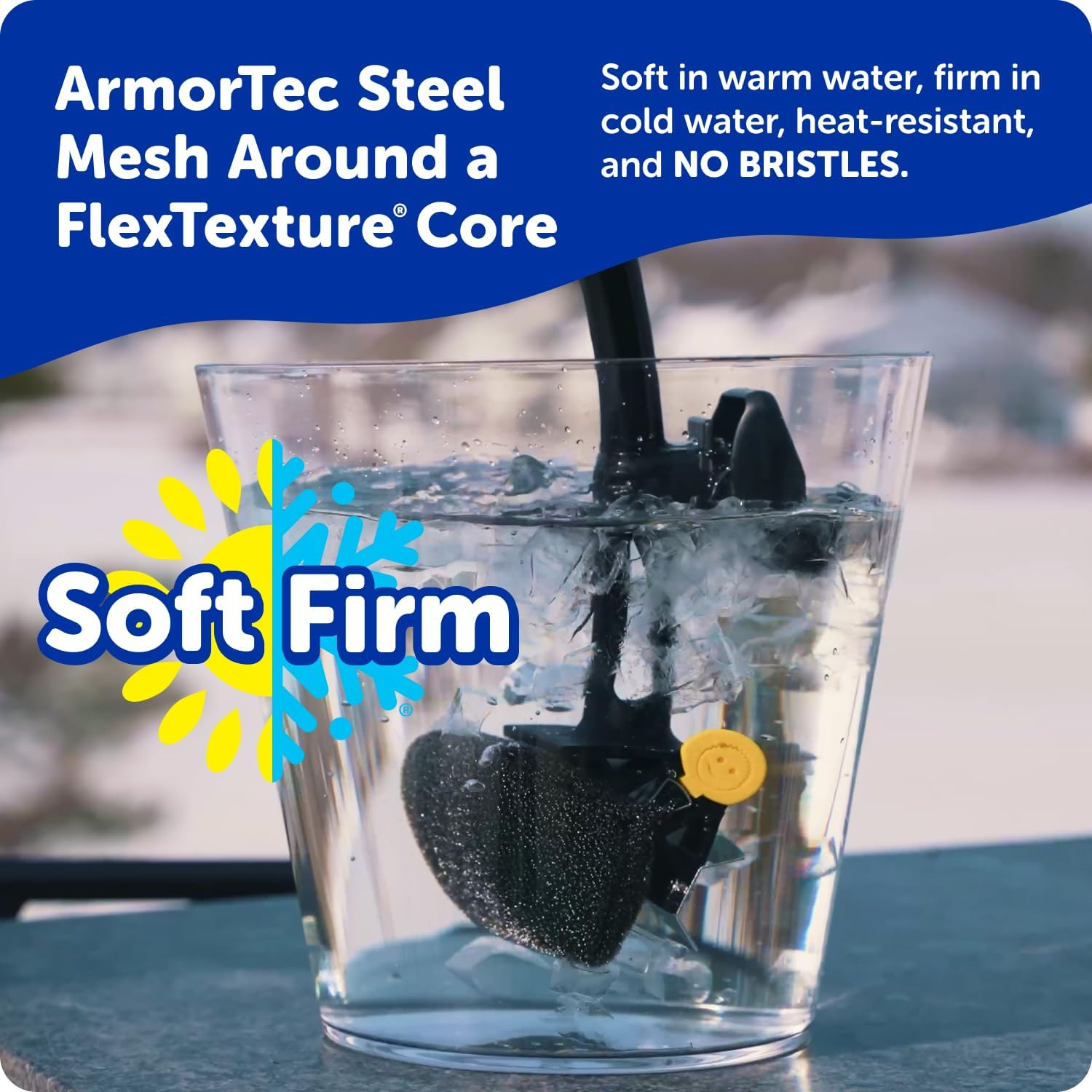 BBQ Daddy ArmorTec steel mesh and FlexTexture foam head soaking in cold water