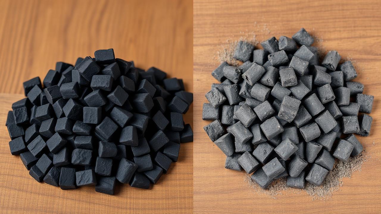 Comparison between premium and low-quality charcoal briquettes