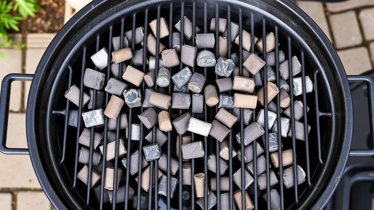 Weber Kettle with too few briquettes spread thin across the bottom