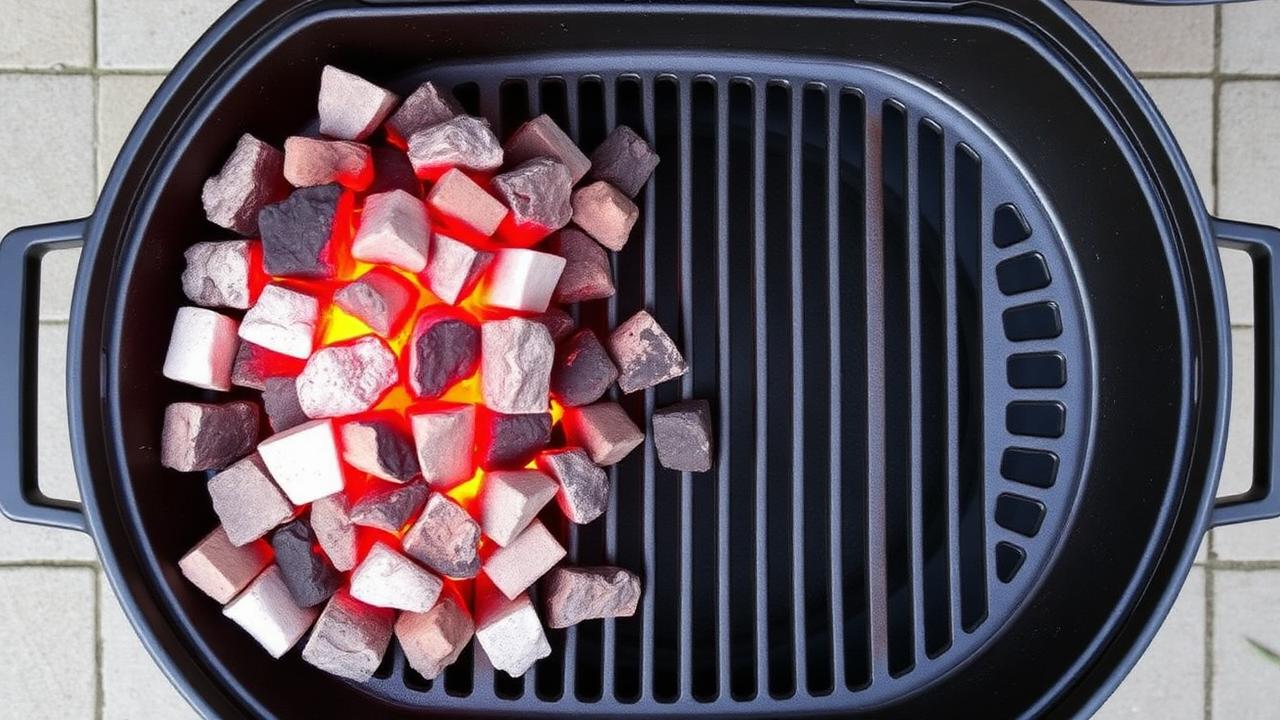 Weber Kettle showing proper two-zone charcoal arrangement
