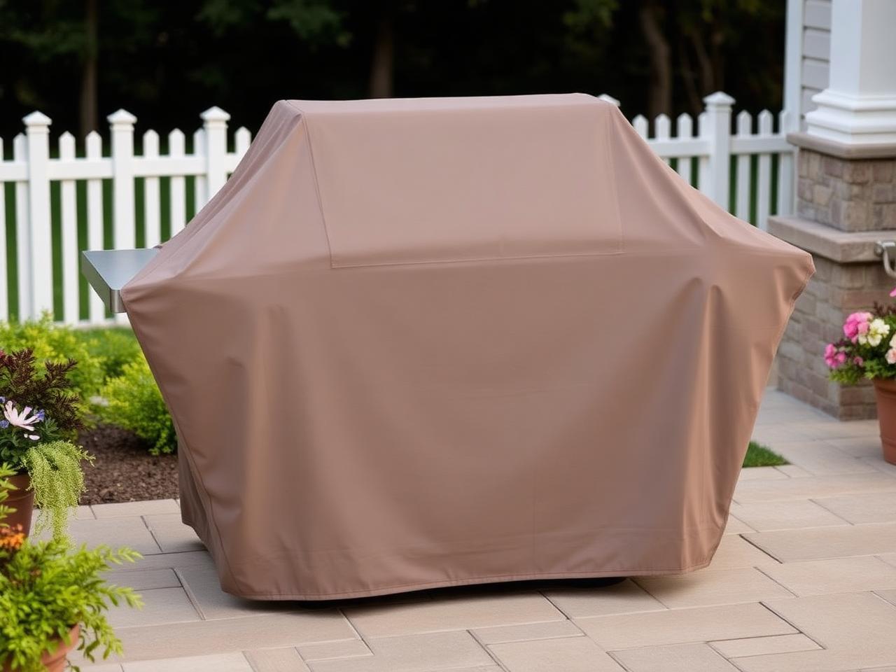 Classic Accessories Veranda Series grill cover installed on a gas grill