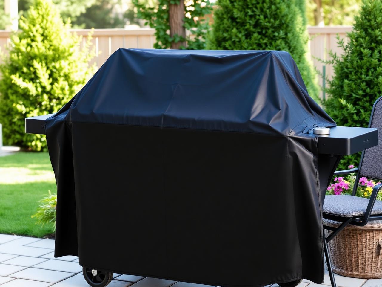 Grillman Premium heavy duty cover on a 6-burner grill