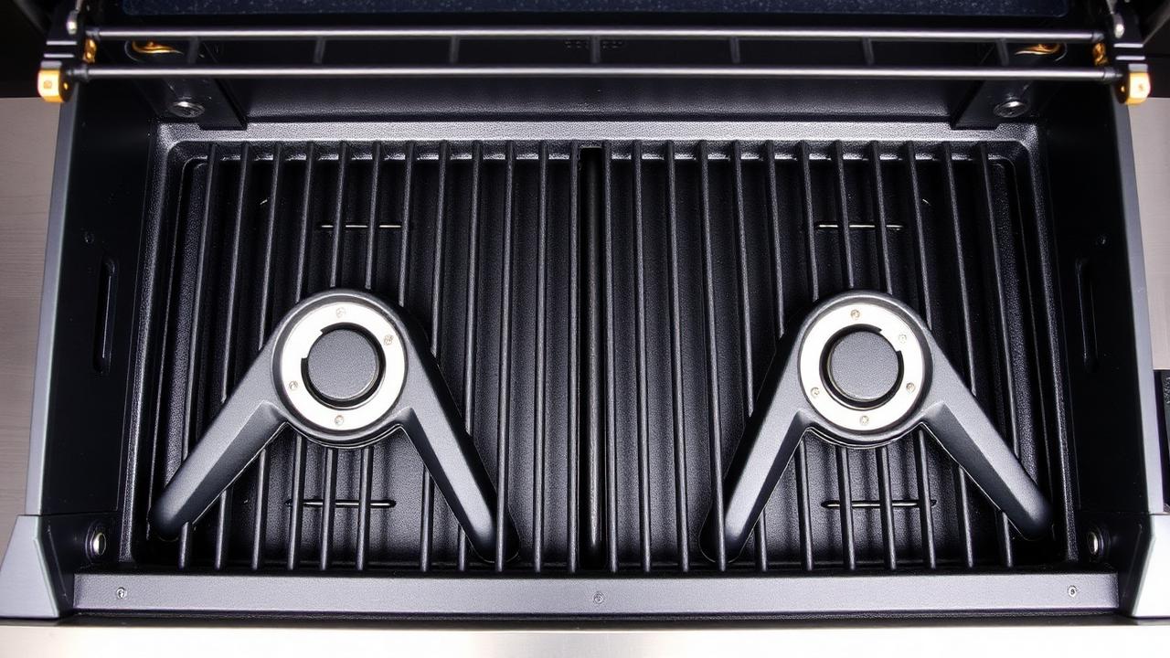 Gap in heat plate coverage showing exposed burner tube