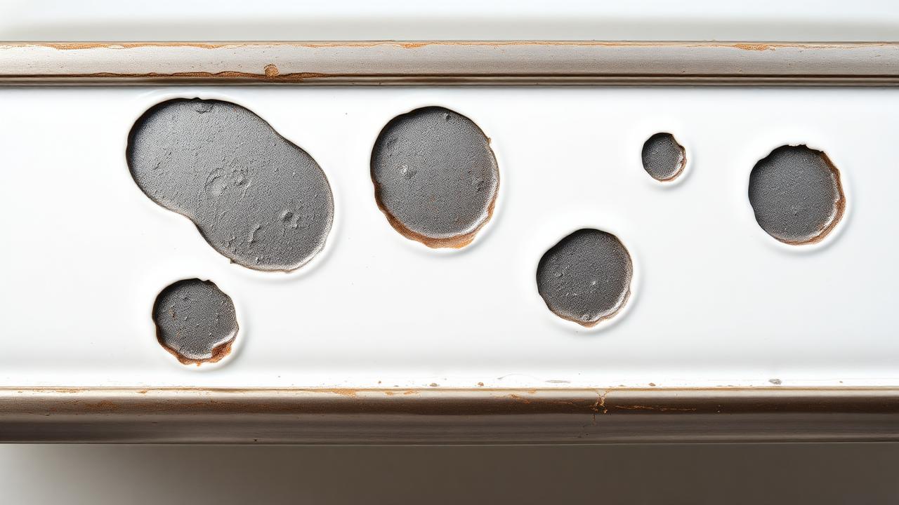 Porcelain flavorizer bar with patches of bare steel showing through