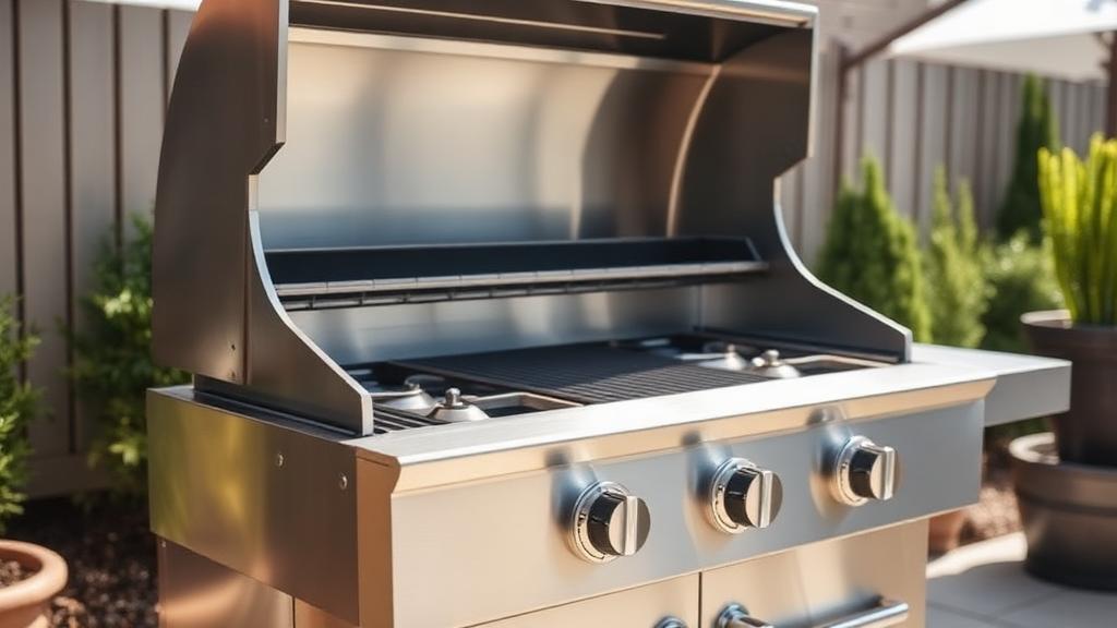 Brand new gas grill with parts inspection
