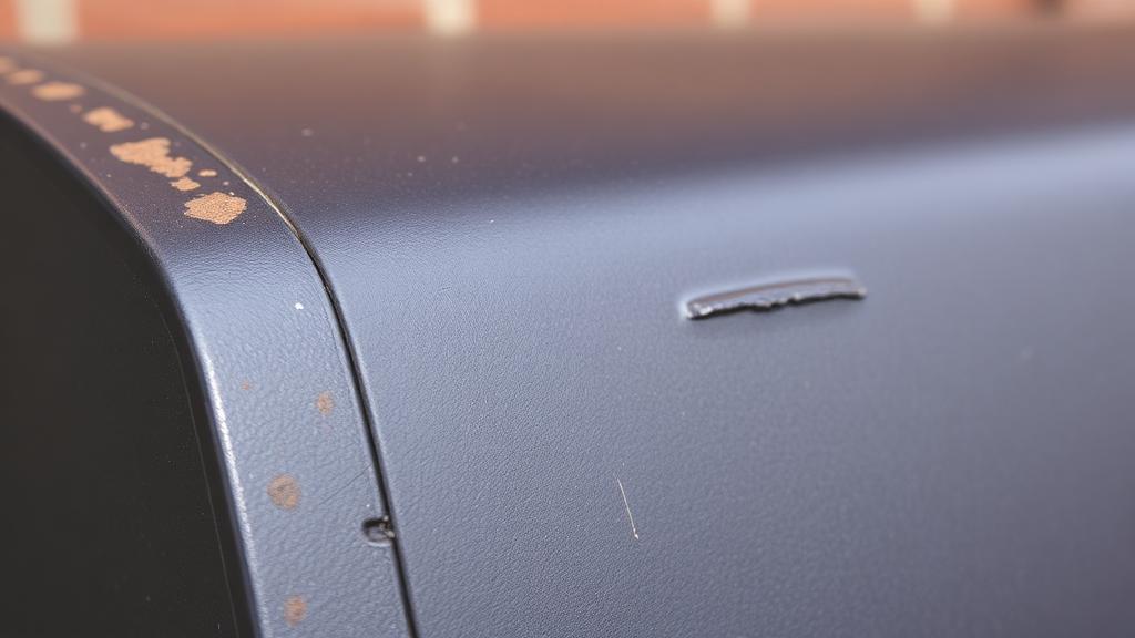 Worn lid gasket on a gas grill with visible gaps