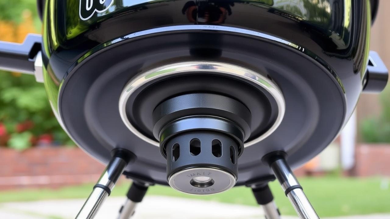 Weber charcoal kettle showing the One-Touch ash catcher under the bottom bowl