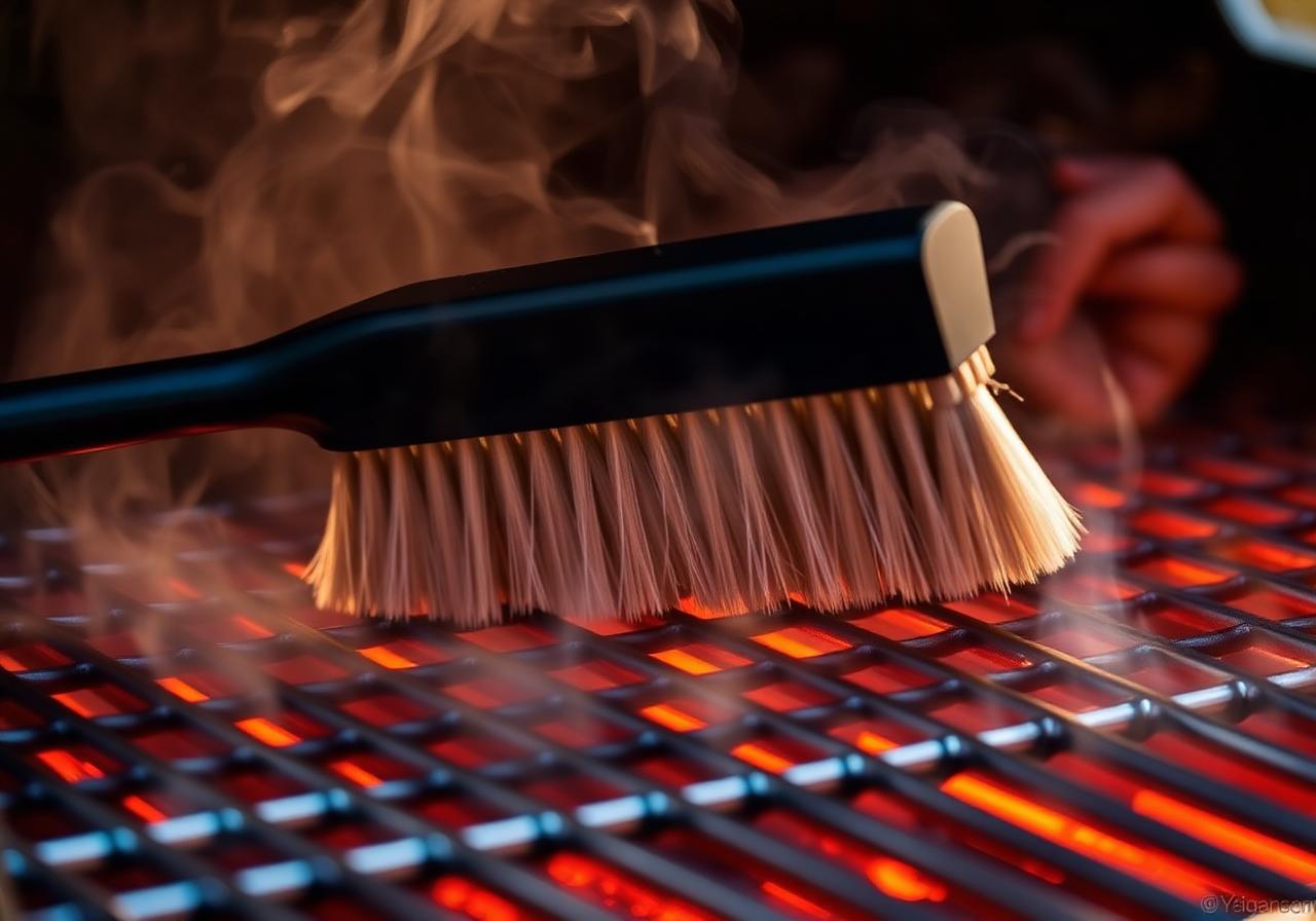 Grill Rescue bristle-free grill brush cleaning hot grates with steam