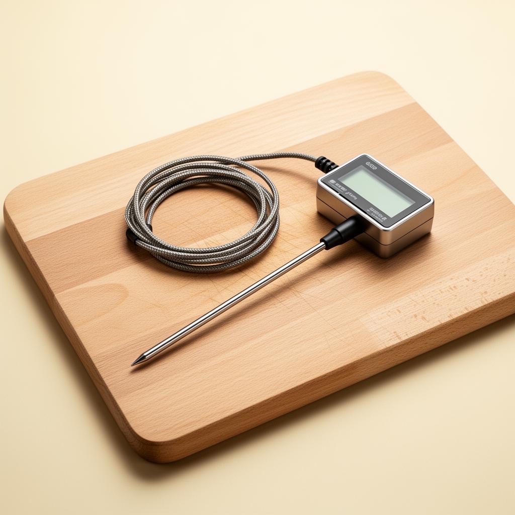 Leave-in probe thermometer with cable and display
