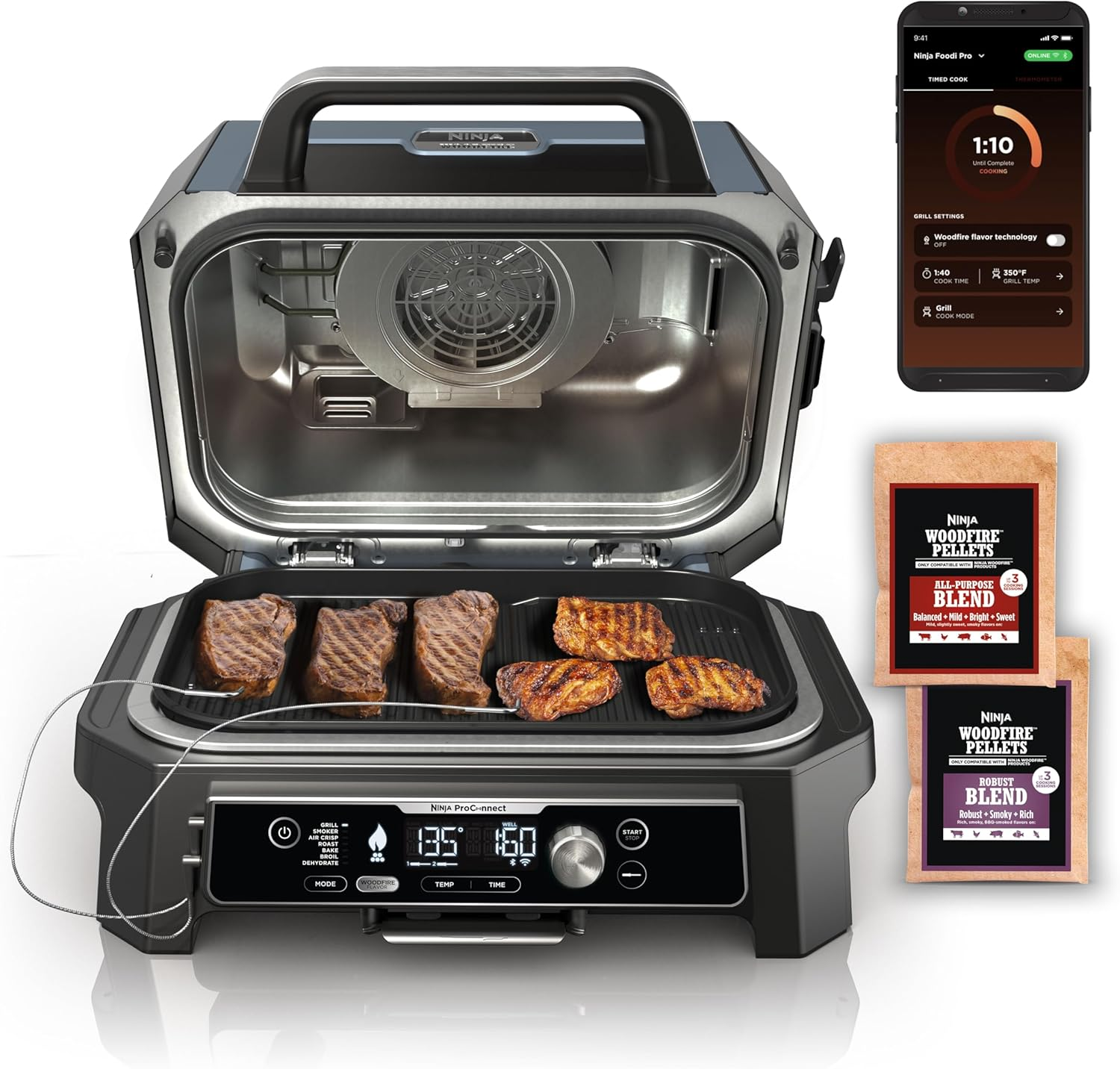 Ninja Woodfire Pro Connect XL, best ninja electric grill pick
