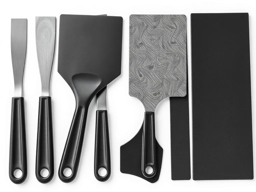 Set of heavy duty plastic scrapers for grill cleaning