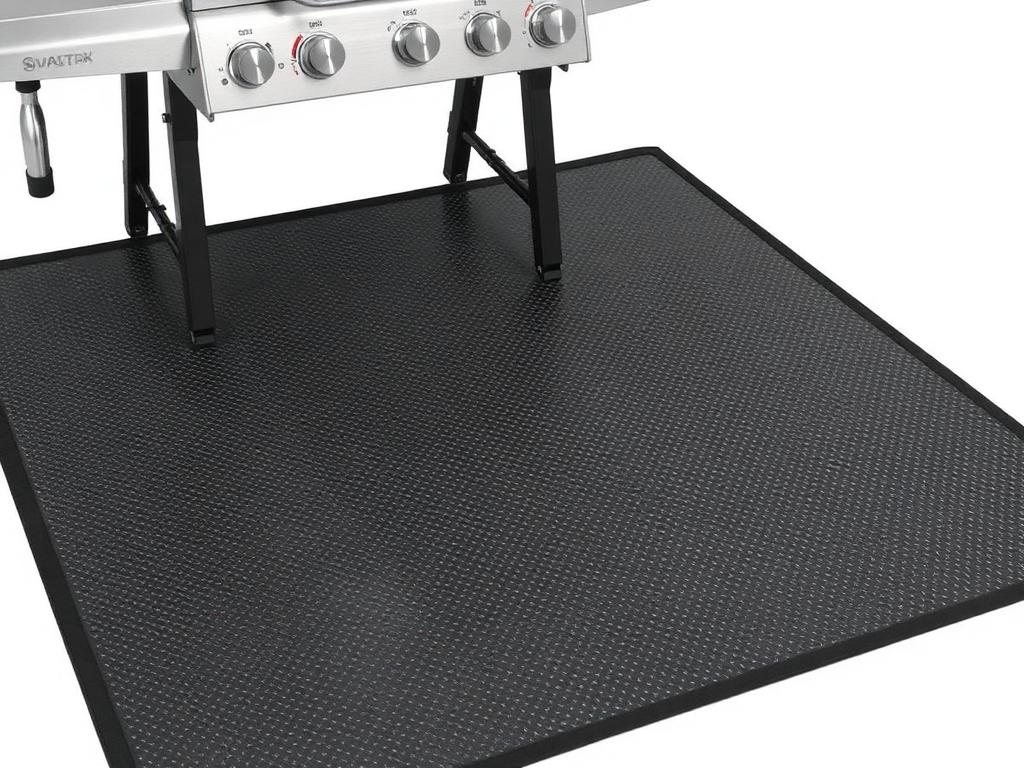Heavy duty grill splatter mat under a gas grill