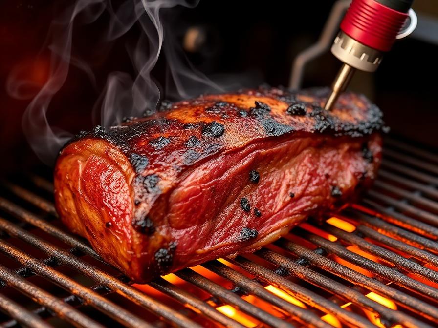 Picanha smoking fat-side-down on pellet grill at 225 degrees