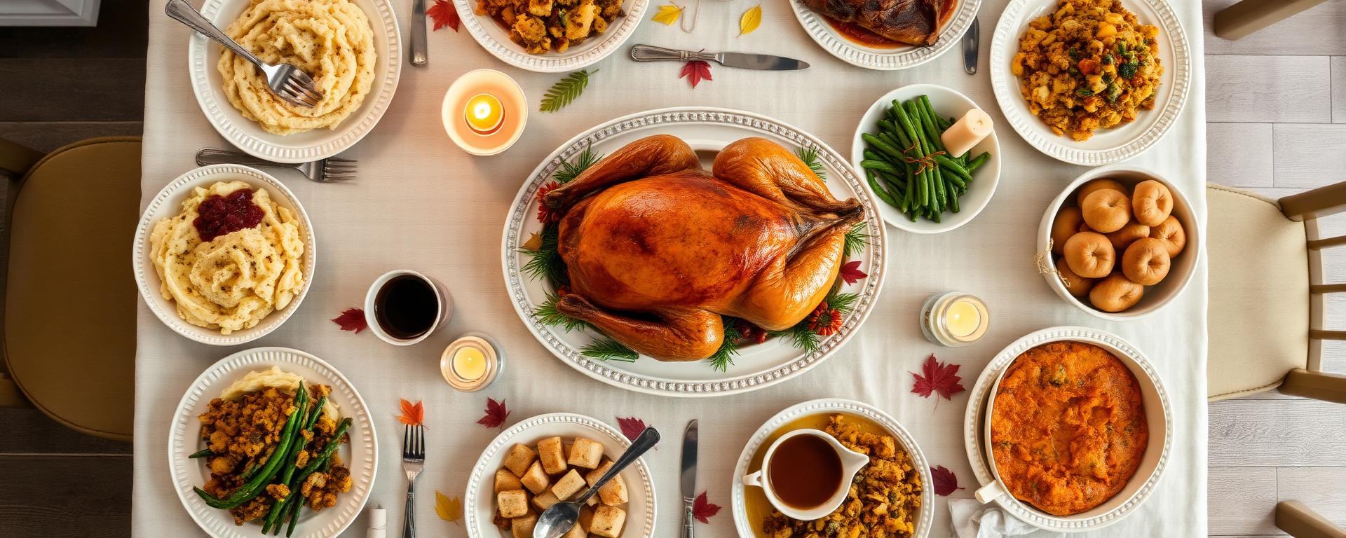 Smoked spatchcock turkey served with traditional Thanksgiving sides
