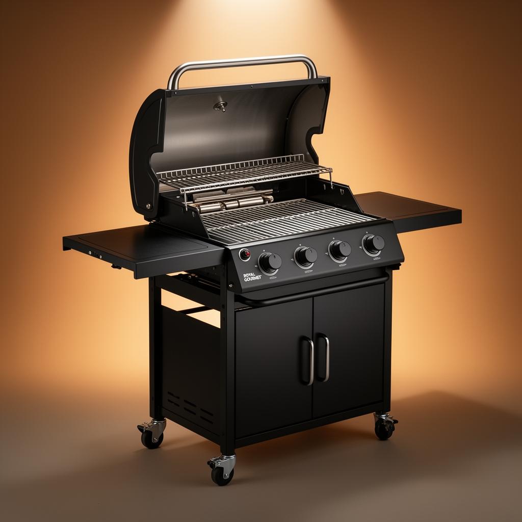Royal Gourmet 4-burner gas grill with replacement-part callouts