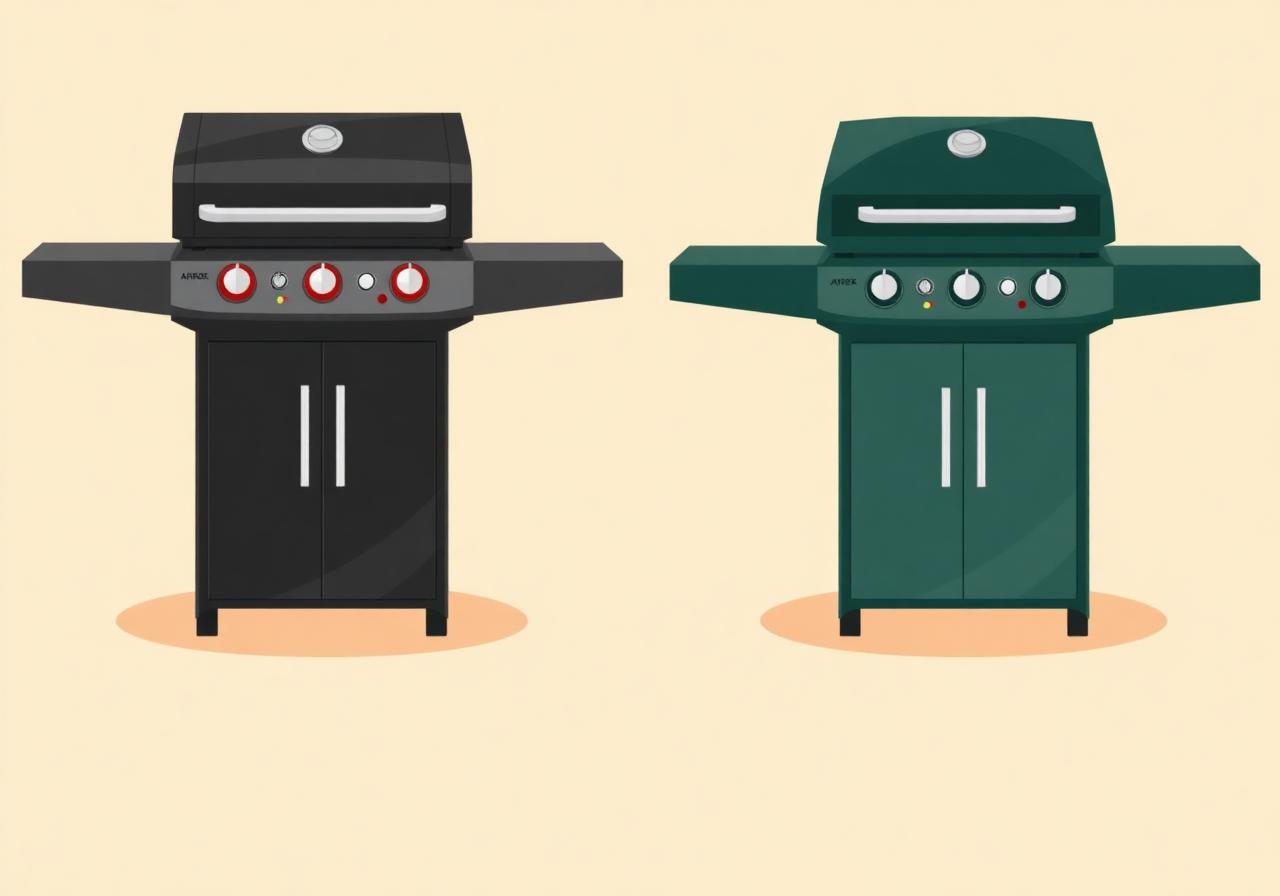 Royal Gourmet and Outdoor Gourmet budget gas grills shown side by side