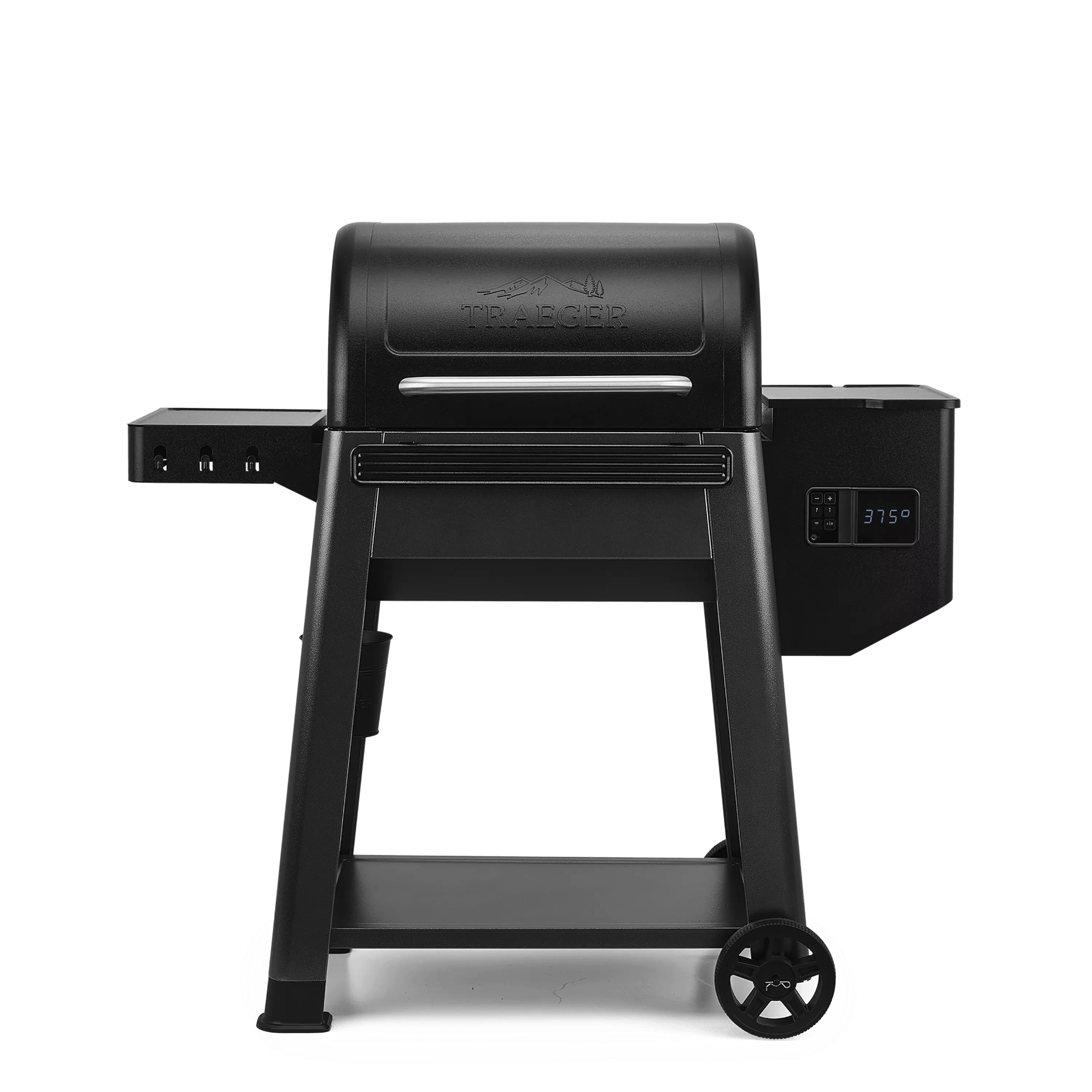Traeger Westwood pellet grill on a clean concrete patio with smart digital controller