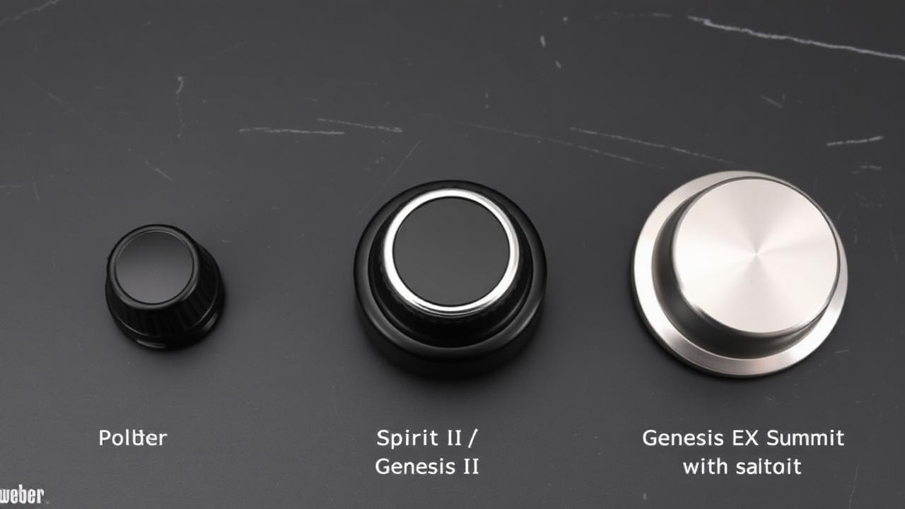Side-by-side comparison of Weber control knob styles across Spirit and Genesis generations