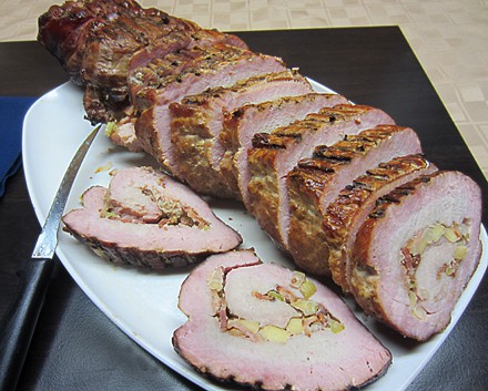 Bacon Stuffed Pork Tenderloin Grilled