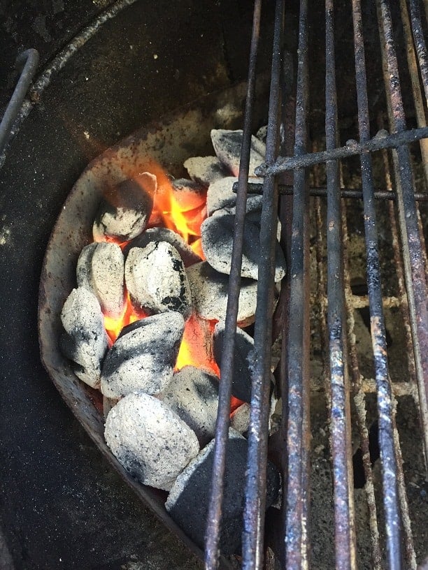 Charcoal Basket with Lit Coals