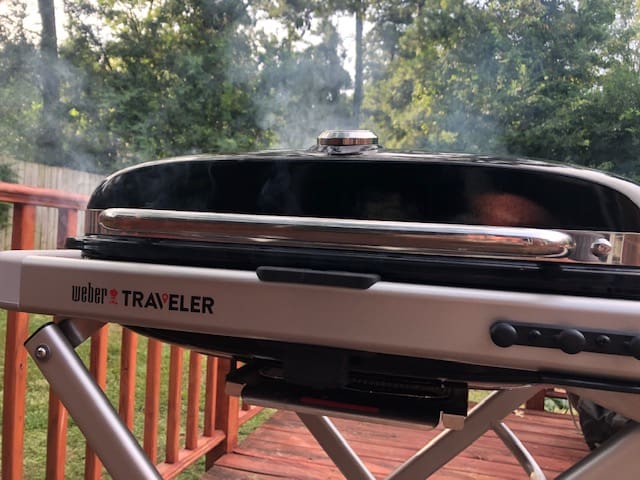 Smoke from Weber Traveler