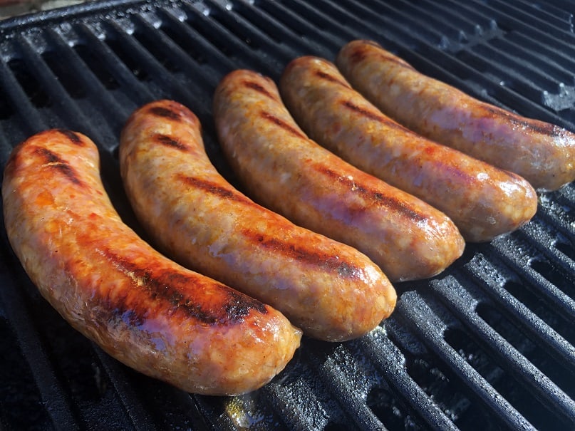 Grilled Hot Italian Sausage on the Weber Traveler