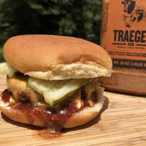 Traeger Grilled Frozen Burger with Cheese and Pickles