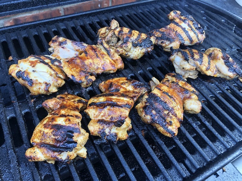 Grill the thighs for five minutes per side